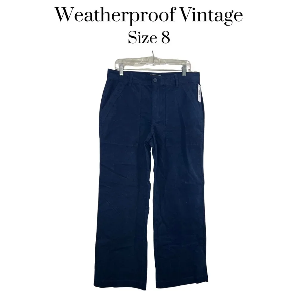 Weatherproof Navy Wide Leg Pants - Picture 1 of 10